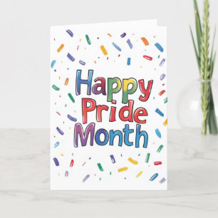 Tarjeta Festiva Feliz mes del orgullo colorido Confetti