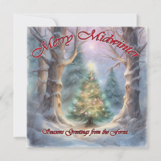 Tarjeta Festiva Feliz Mitad del Invierno, Saludos de la Foresta