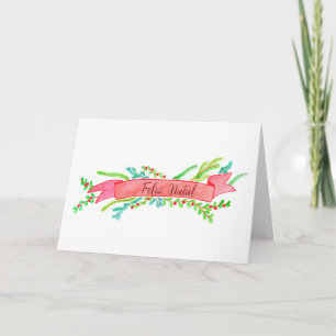 Tarjeta Festiva Feliz Natal, banner de Navidades de acuarela