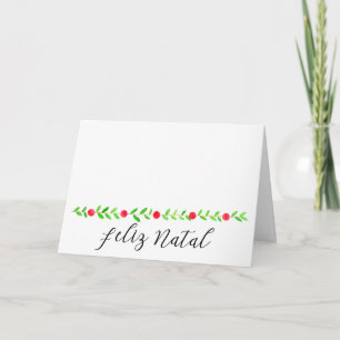 Tarjeta Festiva Feliz Natal, banner de Navidades de acuarela