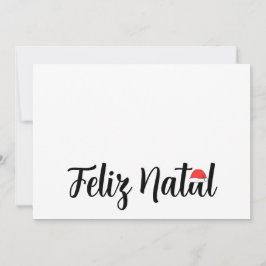 Tarjeta Festiva Feliz Natal com a touca do Papai Noel