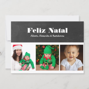 Tarjeta Festiva Feliz Natal en blanco y negro personalizado