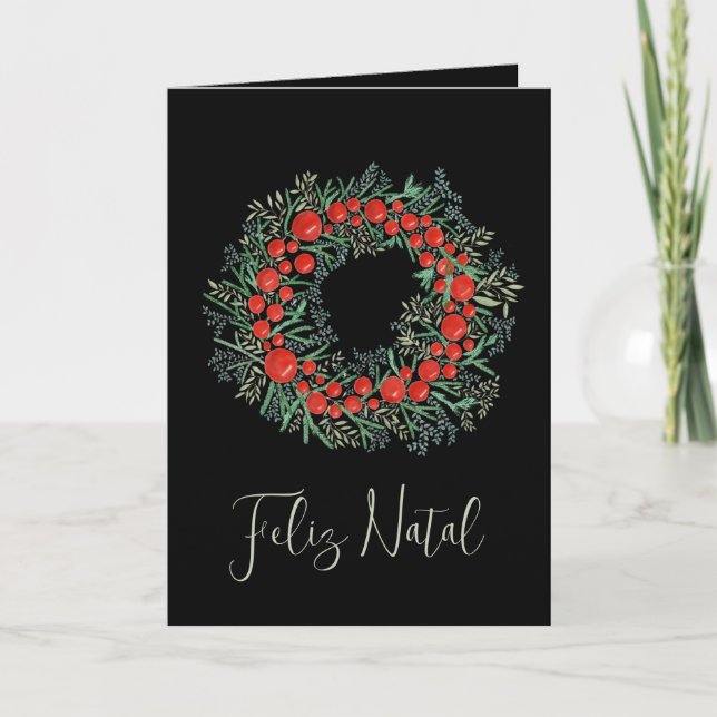 Tarjeta Festiva Feliz Natal, Navidades portugueses fueron a la cár (Anverso)
