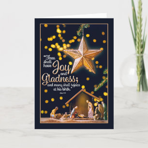 Tarjeta Festiva Feliz Natividad navideña bajo las Escrituras del Á