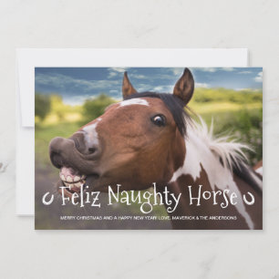Tarjeta Festiva Feliz Naughty Horse Funny Mascota Personalizado Fo