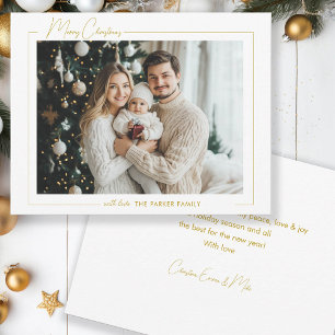 Tarjeta Festiva Feliz Navidad! 1 Foto, blanco, mínimo