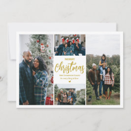 Tarjeta Festiva Feliz Navidad|4 Fotos| Blanco