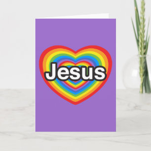 Tarjeta Festiva Feliz Navidad. Amo a Jesús. Corazón de Jesús