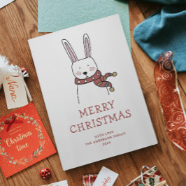 Tarjeta Festiva Feliz Navidad. Animación divertida de conejo de in