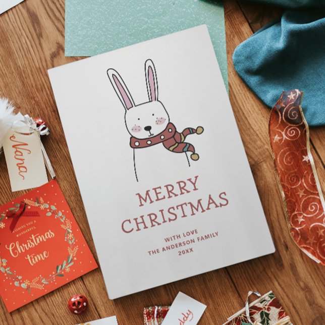 Tarjeta Festiva Feliz Navidad. Animación divertida de conejo de in (Subido por el creador)