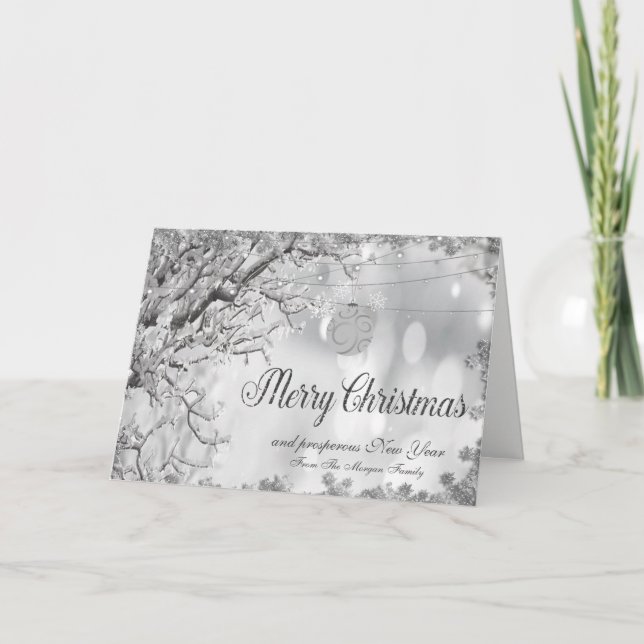 Tarjeta Festiva Feliz Navidad, Árbol de Navidad, bola (Anverso)