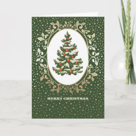 Tarjeta Festiva Feliz Navidad. Árbol navideño festivo