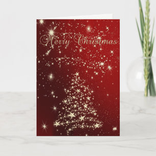 Tarjeta Festiva Feliz Navidad, Árboles de Navidad, Estrellas