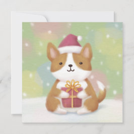 Tarjeta Festiva Feliz Navidad: Arte de Ilustracion Corgi