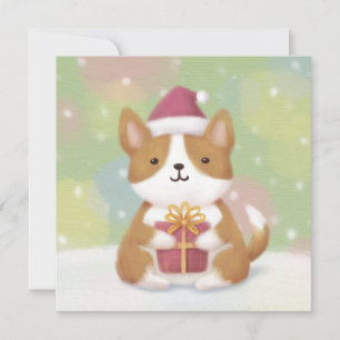 Tarjeta Festiva Feliz Navidad: Arte de Ilustracion Corgi