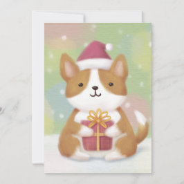 Tarjeta Festiva Feliz Navidad: Arte de Ilustracion Corgi