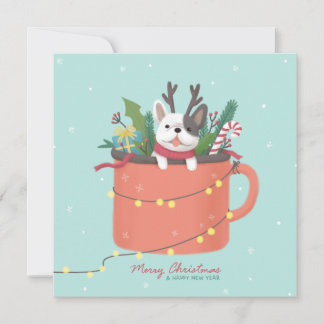 Tarjeta Festiva Feliz Navidad: Arte de Ilustracion de perro