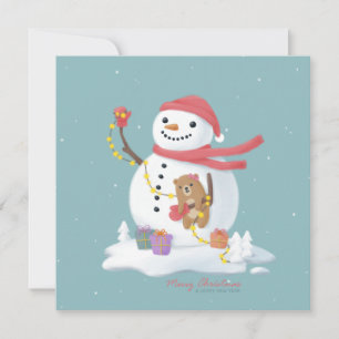 Tarjeta Festiva Feliz Navidad: Arte de Ilustracion en Snowman