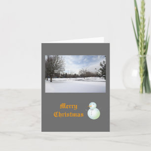 Tarjeta Festiva Feliz Navidad, campo de nieve invernal