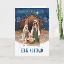 Tarjeta Festiva Feliz Navidad. Cartas de la escena de la natividad