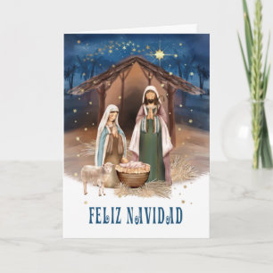 Tarjeta Festiva Feliz Navidad. Cartas de la escena de la natividad