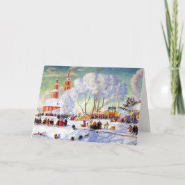 Tarjeta Festiva Feliz Navidad. Cartas de Navidades de arte de Rusi