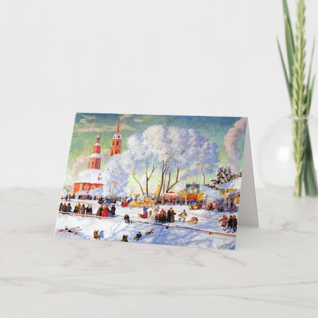 Tarjeta Festiva Feliz Navidad. Cartas de Navidades de arte de Rusi (Anverso)