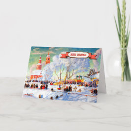 Tarjeta Festiva Feliz Navidad. Cartas de Navidades de arte de Rusi