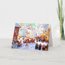 Tarjeta Festiva Feliz Navidad. Cartas de Navidades de arte de Rusi