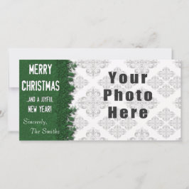 Tarjeta Festiva Feliz Navidad, copo de nieve verde