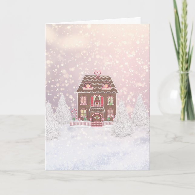 Tarjeta Festiva Feliz Navidad, cuento de hadas de jengibre (Anverso)