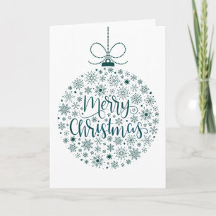 Tarjeta Festiva Feliz Navidad. Decoración de bola de nieve en las 