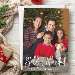 Tarjeta Festiva Feliz Navidad, escritura moderna de caligrafía