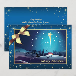 Tarjeta Festiva Feliz Navidad. Estrella de Belén