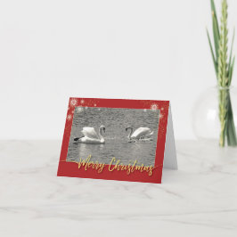Tarjeta Festiva Feliz Navidad, familia Swan