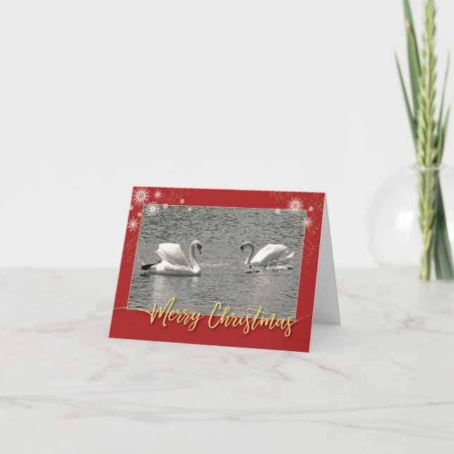 Tarjeta Festiva Feliz Navidad, familia Swan (Anverso)