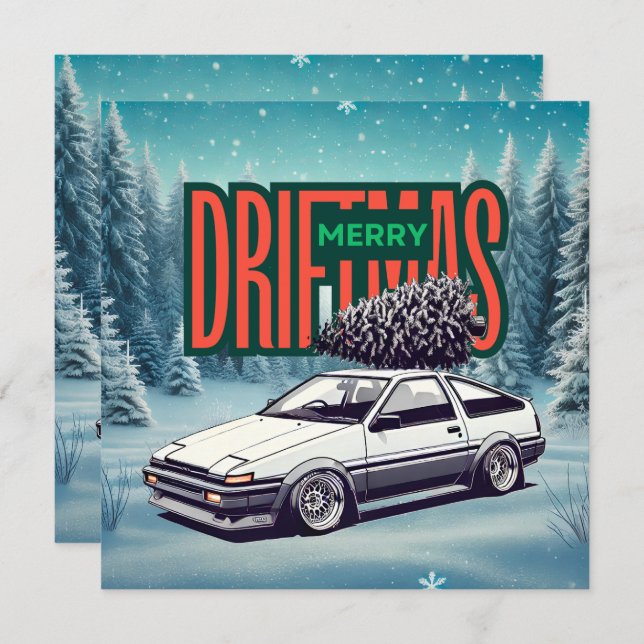 Tarjeta Festiva (Feliz Navidad) Feliz Driftmas - Hachiroku (Anverso / Reverso)