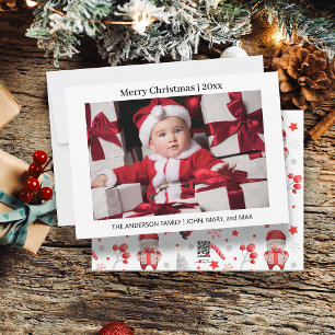 Tarjeta Festiva Feliz Navidad. Foto de Papá Noel.