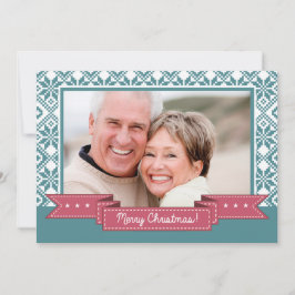 Tarjeta Festiva Feliz Navidad. Foto del patrón nórdico de copos de