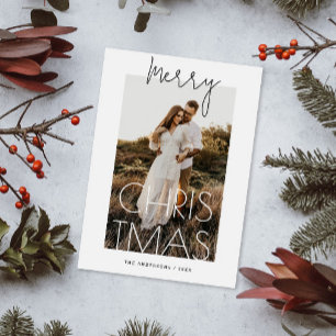 Tarjeta Festiva Feliz Navidad. Foto minimalista moderna y simple