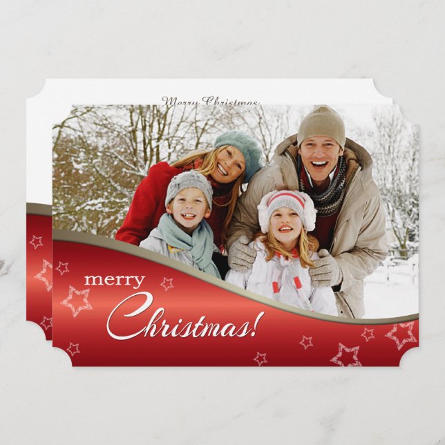 Tarjeta Festiva Feliz Navidad. Foto personalizada (Anverso / Reverso)