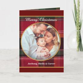 Tarjeta Festiva Feliz Navidad, fotografía de la familia