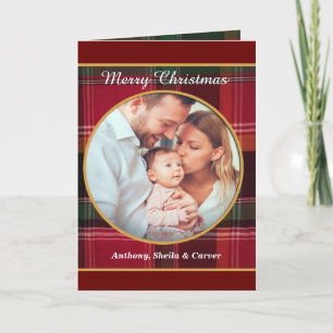 Tarjeta Festiva Feliz Navidad, fotografía de la familia