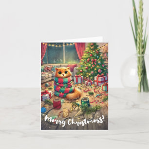 Tarjeta Festiva ¡Feliz Navidad! Gato Caprichoso de las Fiestas