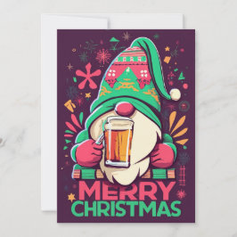 Tarjeta Festiva Feliz Navidad, gnomes beben Navidades
