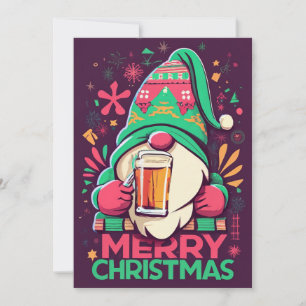 Tarjeta Festiva Feliz Navidad, gnomes beben Navidades