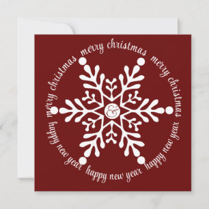 Tarjeta Festiva Feliz Navidad, gran copo de nieve blanco, con foto