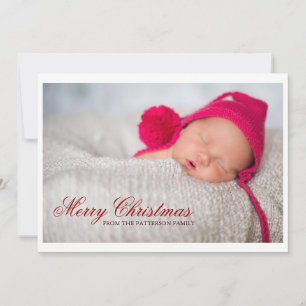 Tarjeta Festiva Feliz Navidad, gran foto con rayas