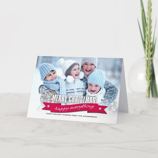 Tarjeta Festiva Feliz Navidad. Happy Everything Personalizado Phot (Anverso)