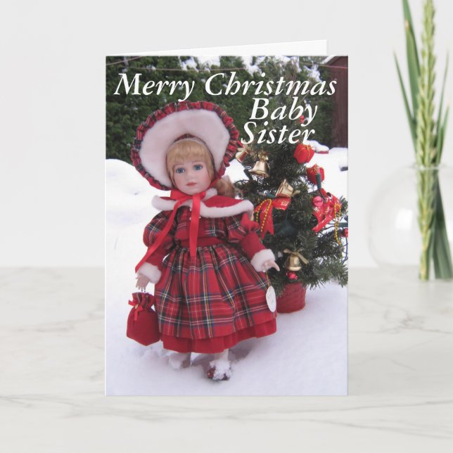 Tarjeta Festiva Feliz Navidad, hermana bebé (Anverso)